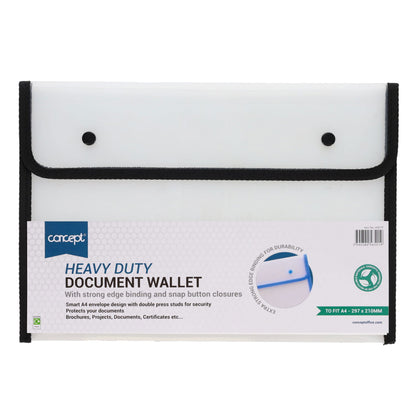 Concept A4 Heavy Duty Button Document Wallet
