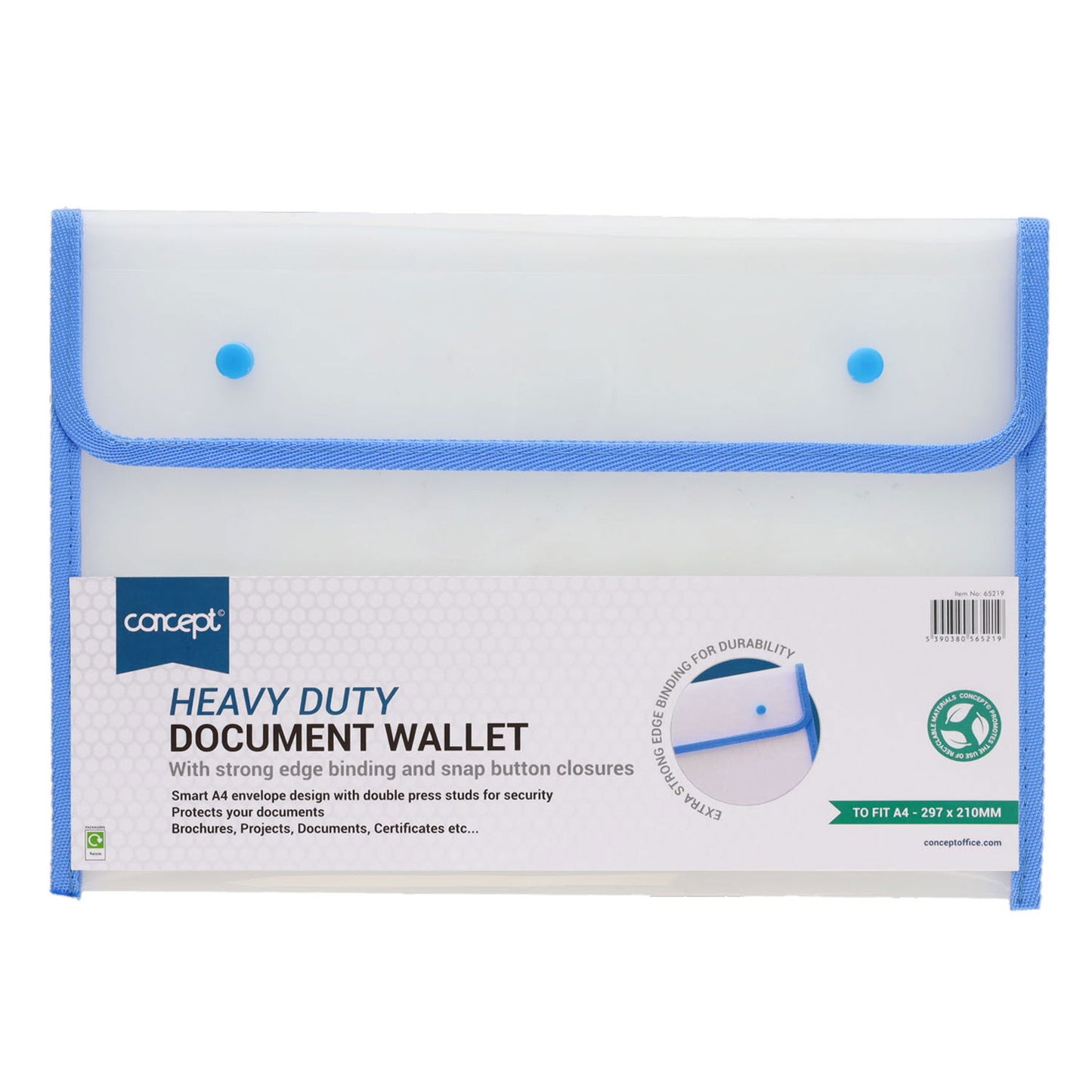 Concept A4 Heavy Duty Button Document Wallet