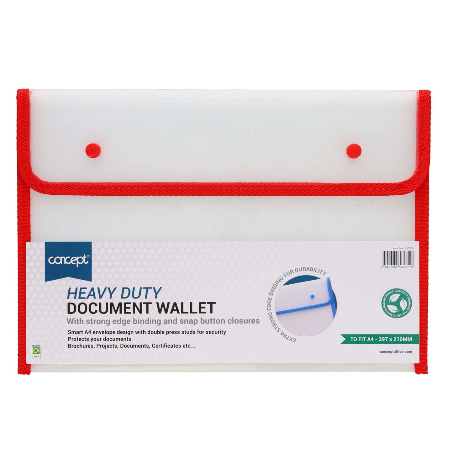 Concept A4 Heavy Duty Button Document Wallet