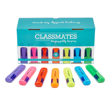 Classmates Highlighters - 7 Assorted Colours - Pack of 48