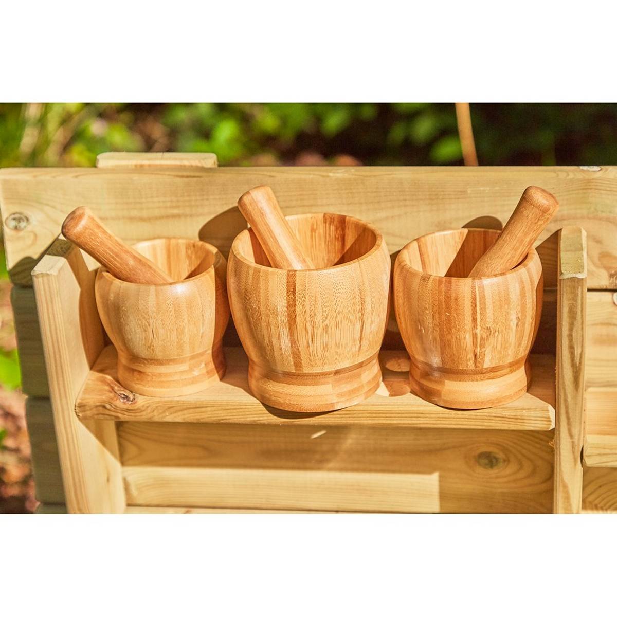 Wooden Pestle Mortar - 3pk