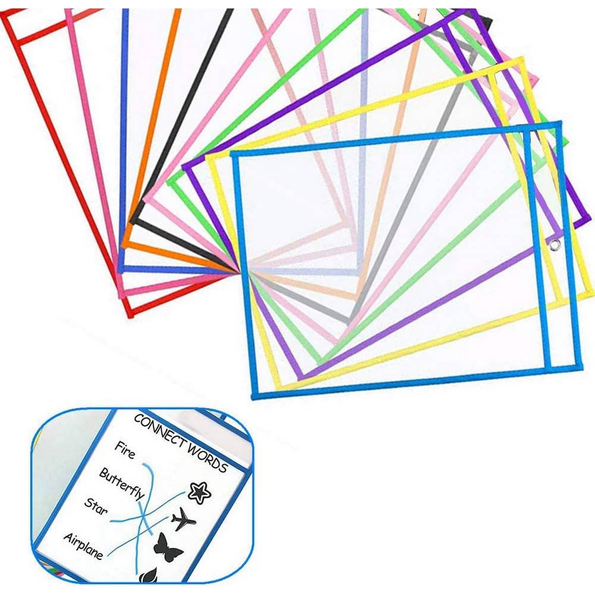 CleverCo A4+ Drywipe Reusable Wipe-Clean Pockets (Pack of 10)