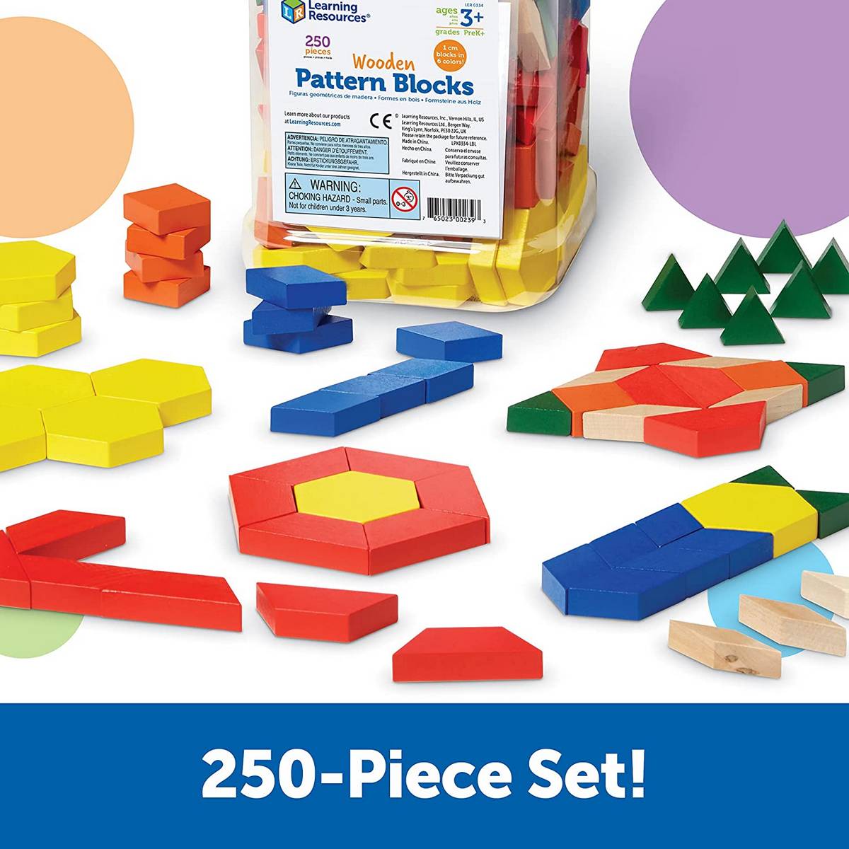 Wooden Pattern Blocks, 1 cm (Set of 250)