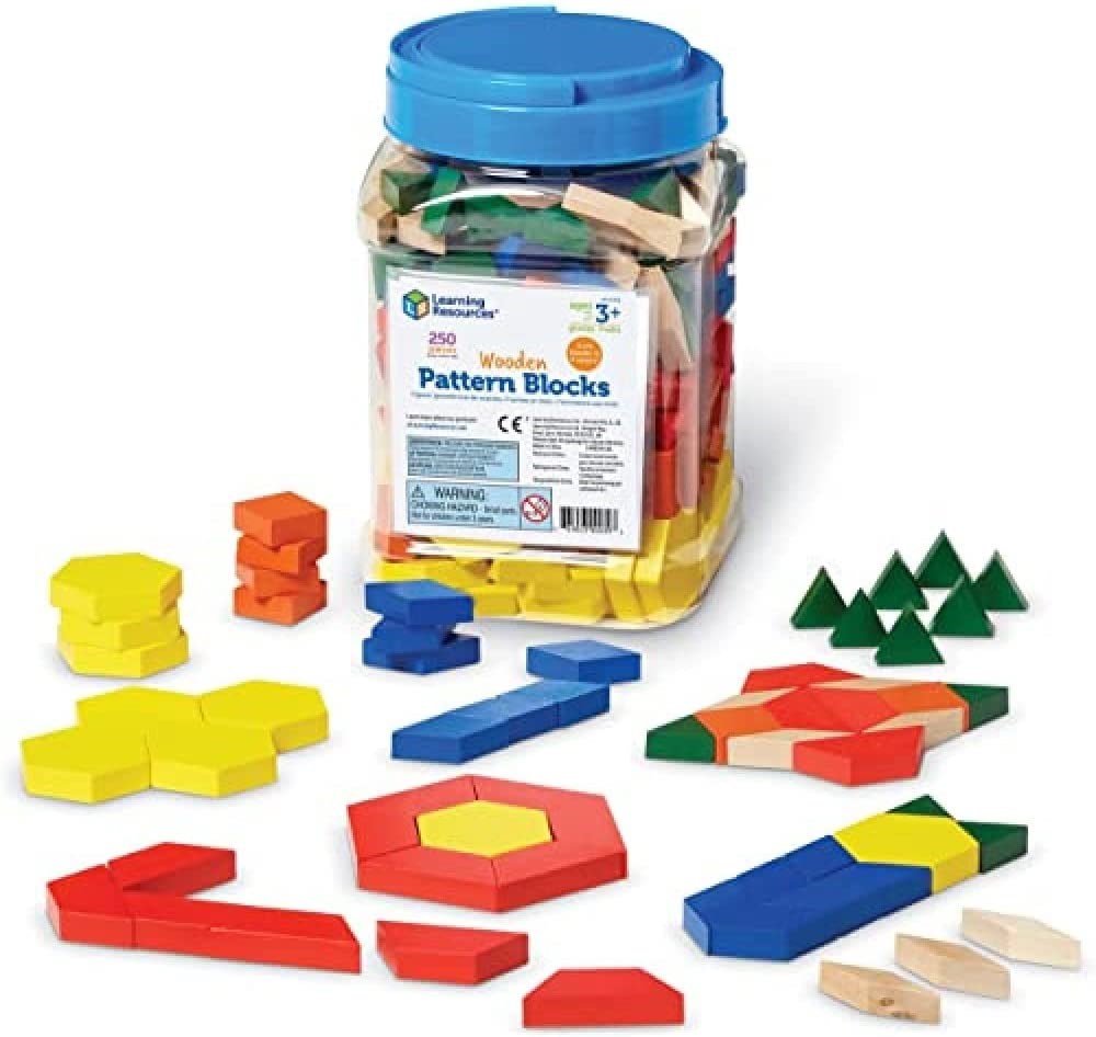 Learning Resources 1cm Wooden Pattern Blocks Set of 250