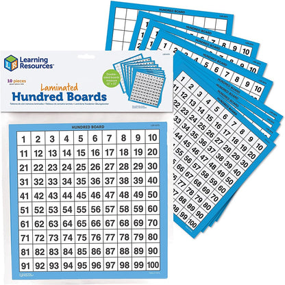 Laminated Hundreds Boards (Set of 10)