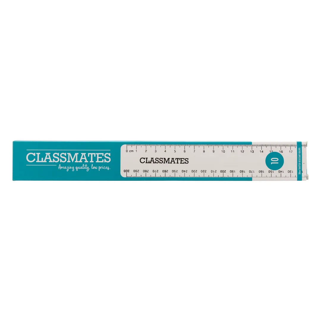 Classmates Shatterproof 30mm Clear Ruler Pack of 10