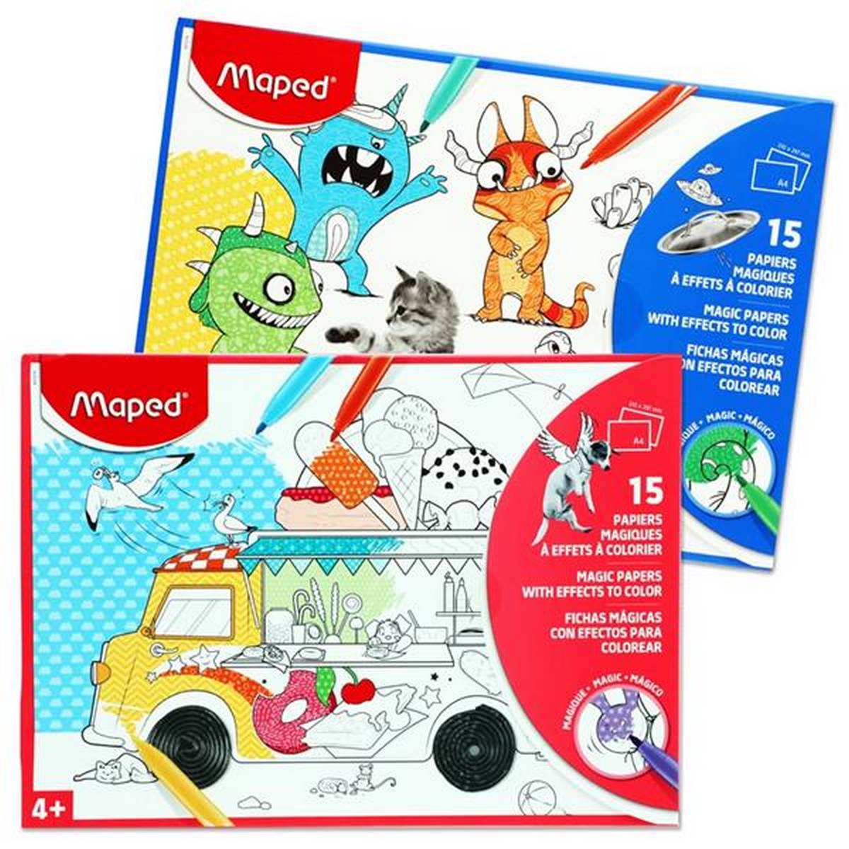 Maped Set 15 A4 Sheets Magic Colouring Paper 2 Asst.