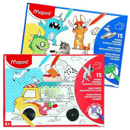 Maped Set 15 A4 Sheets Magic Colouring Paper 2 Asst.
