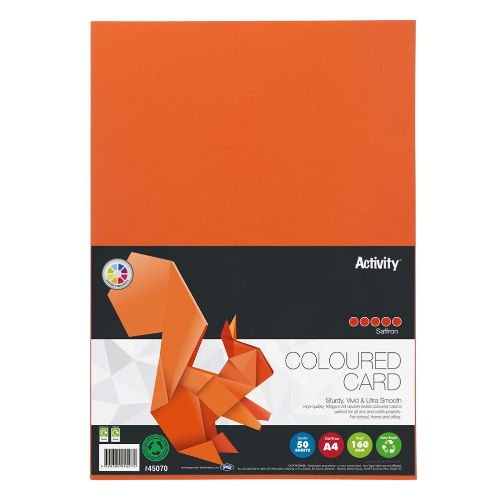 Premier Activity A4 160gsm Card 50 Sheets – Colours
