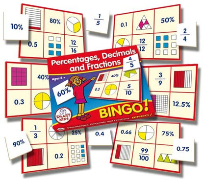 Percentages, Decimals & Fractions Bingo