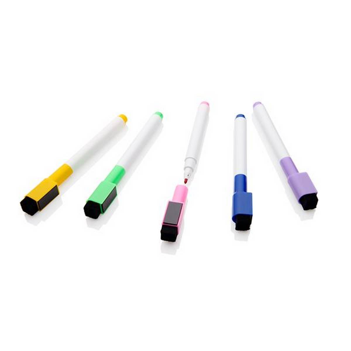 Concept Drywipe Markers Pack Of 5 With Eraser Lid - Assorted Colours