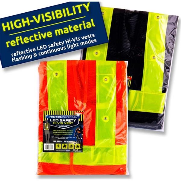 ** Universal Led High Visibility Safety Waistcoats - Pack of 2 Asst.