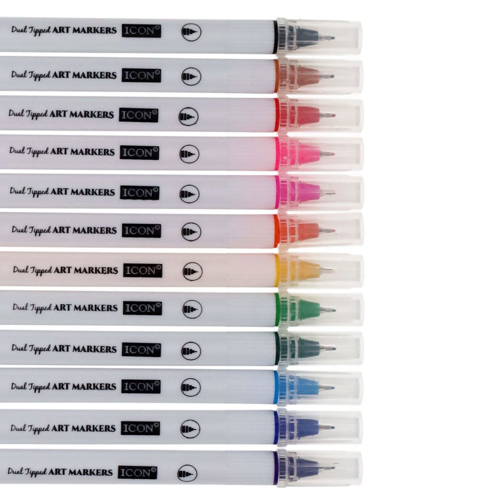 Icon Dual Tipped Art Markers - Pack of 12