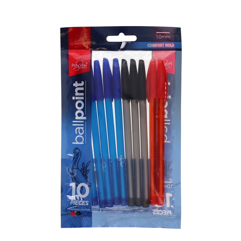 ProScribe Ballpoint Pens Assorted Pack of 10
