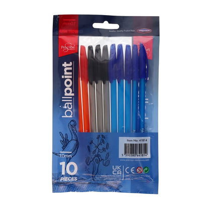 ProScribe Ballpoint Pens Assorted Pack of 10