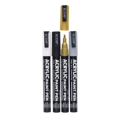 Icon Metallic Acrylic Paint Pens 3mm Pack of 4
