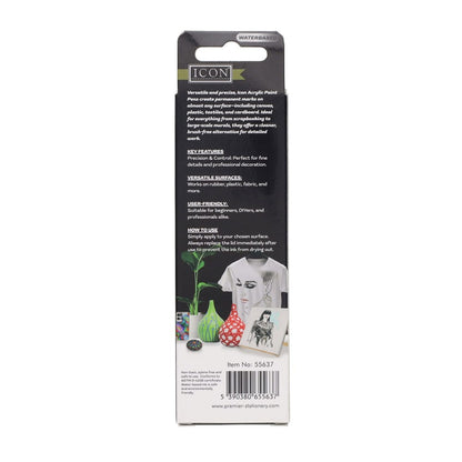 Icon Metallic Acrylic Paint Pens 1.2mm Pack of 3