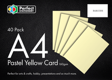 **A4 Card Pastel Yellow 160Gsm 40 Pack - ABC School Supplies