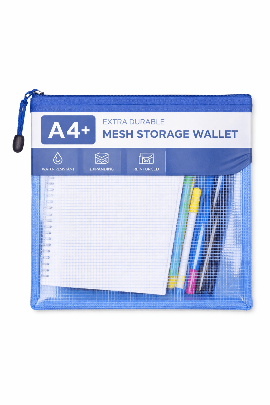 A4+ Extra Durable Mesh Storage Wallet - Blue - ABC School Supplies