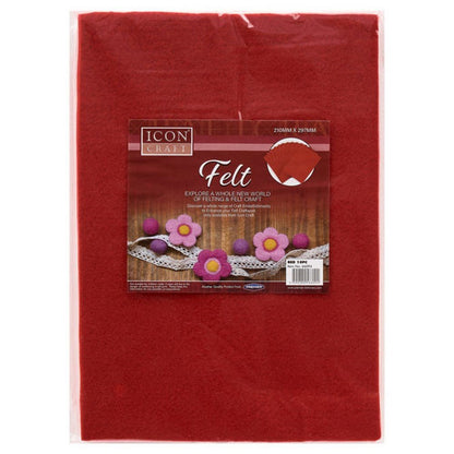 A4 Felt Sheets Red Value Pack Of 10 - ABC School Supplies