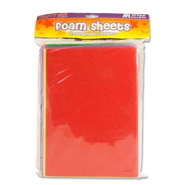 A4 Foam Sheets Primary Colours Pack Of 20 - ABC School Supplies