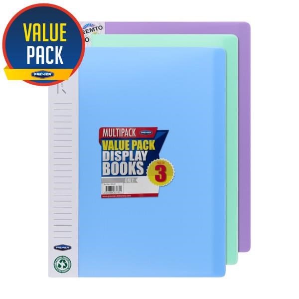 A4 Pastel Pocket Display Book 20 Pockets Pack Of 3 - ABC School Supplies