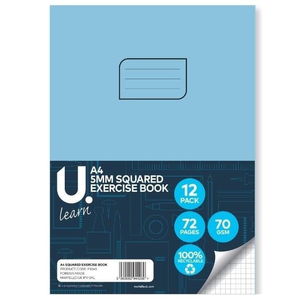 **A4 Squared Copy Book, 5Mm Squares Pack Of 12 - ABC School Supplies