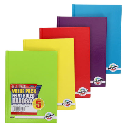 A5 160pg Hardcover Notebook Pack of 5 - ABC School Supplies