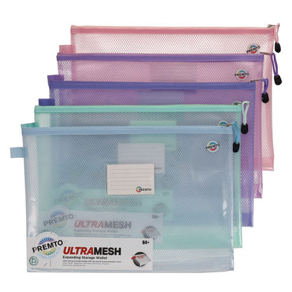 B4+ Ultramesh Expanding Pastel Storage Wallets Classpack Of 20