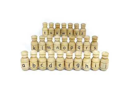 Alphabet Wooden People Figures - ABC School Supplies