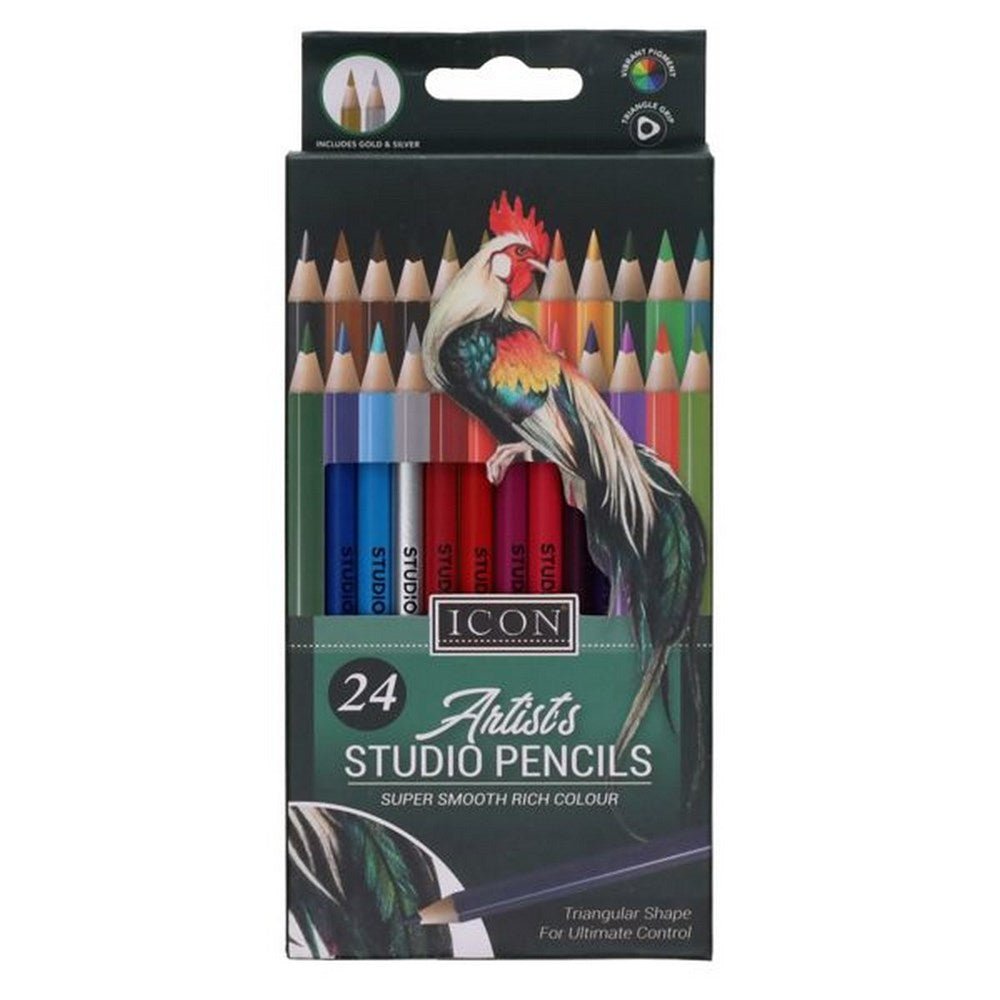 Artists Studio Triangular Colouring Pencils Pack Of 24 - ABC School Supplies