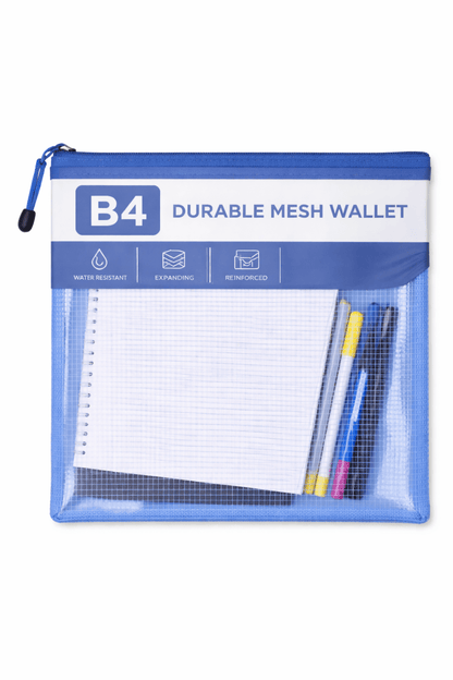 B4 Durable Mesh Wallet - Blue - ABC School Supplies
