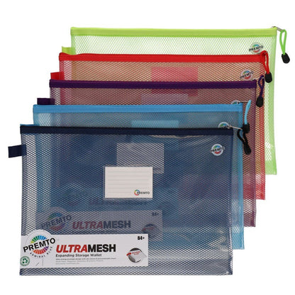 B4+ Ultramesh Expanding Storage Wallets Classpack of 20 - ABC School Supplies
