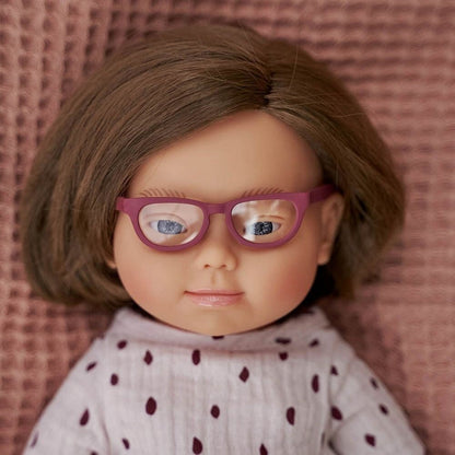 Baby Doll Caucasic Girl Down Syndr. Glasses 38 Cm - ABC School Supplies
