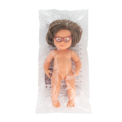 Baby Doll White Girl Down Syndrome Glasses 38 Cm - ABC School Supplies