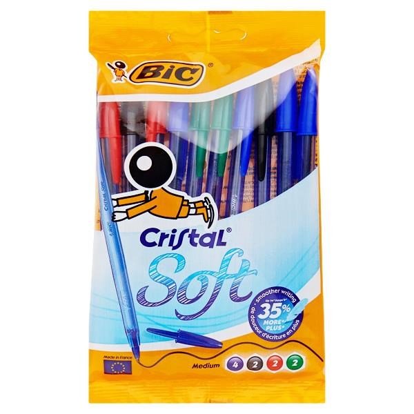 Bic Cristal Packet Of 10 Soft Touch Asst Ballpoint Pens - ABC School Supplies