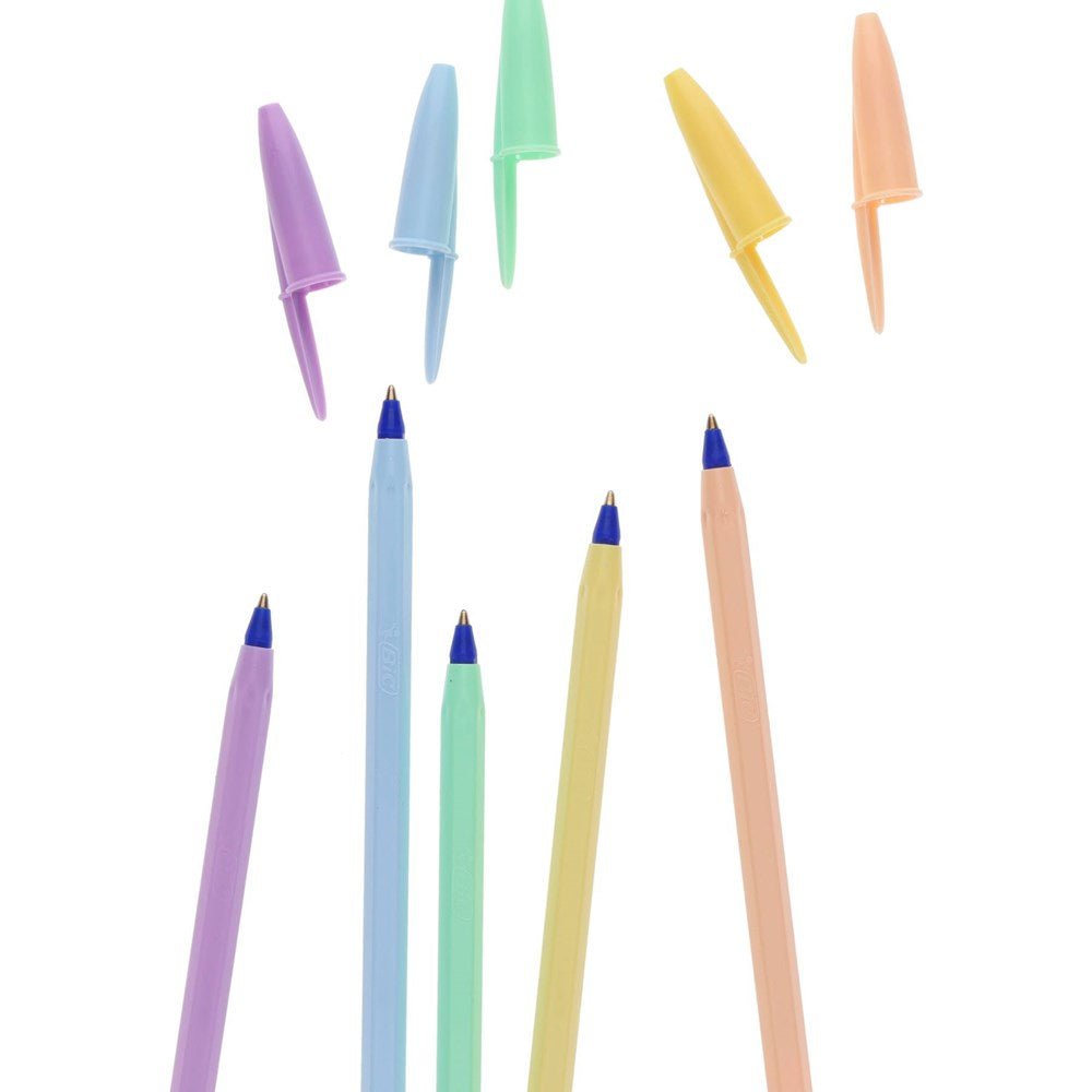 BIC Cristal Pastel Ballpoint Pens - Blue Pack of 5 - ABC School Supplies