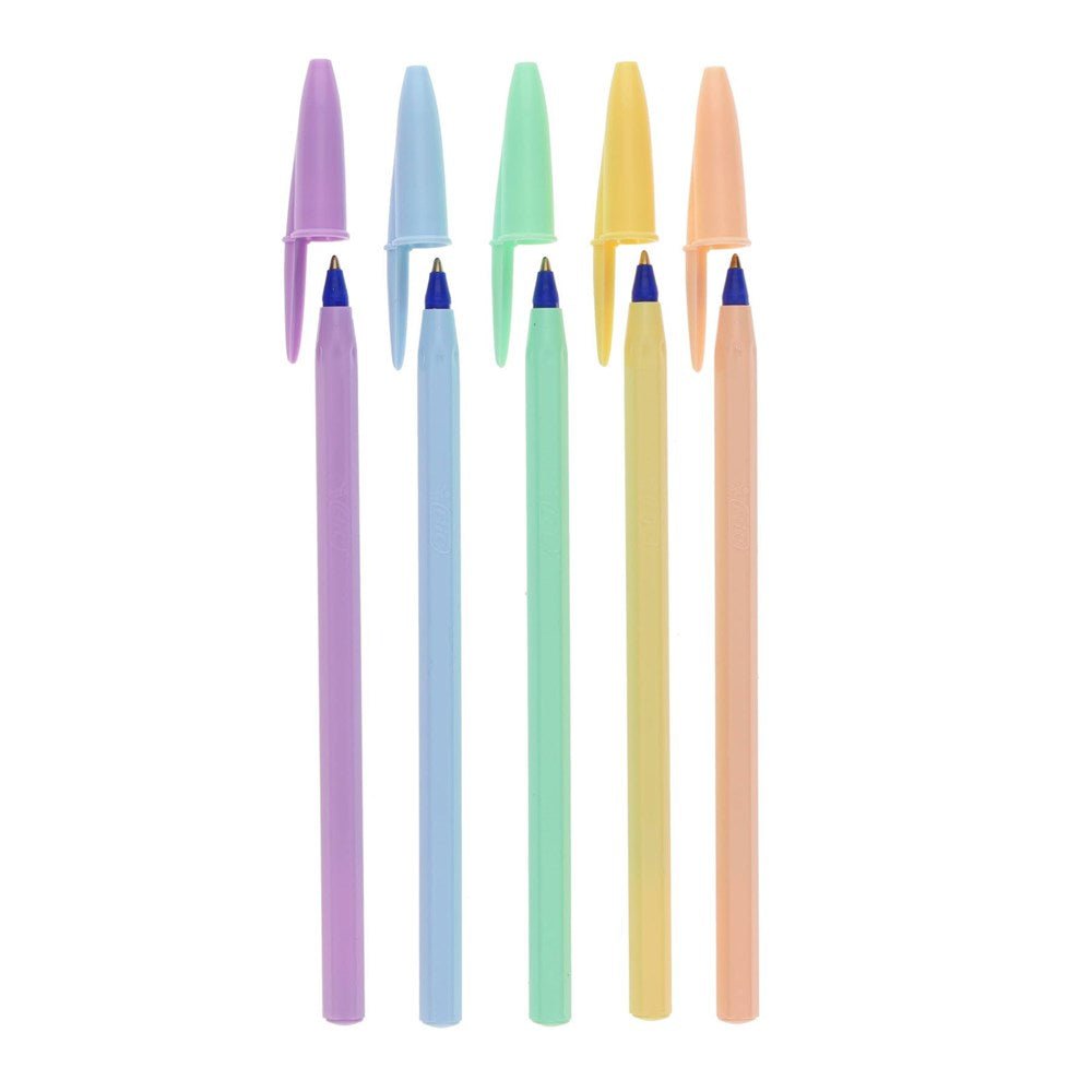 BIC Cristal Pastel Ballpoint Pens - Blue Pack of 5 - ABC School Supplies
