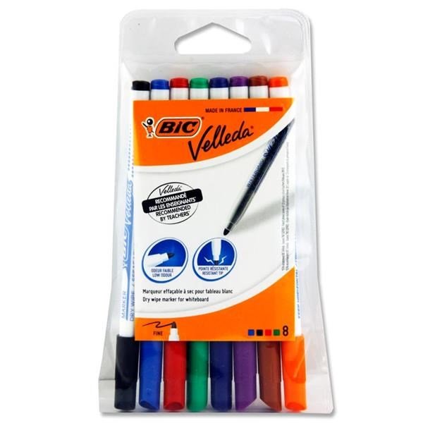 Bic Velleda Pkt.8 Asst Fine Tip Whiteboard Markers - ABC School Supplies
