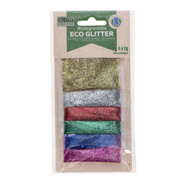 Biodegradable Glitter 2g - 6 Assorted Pack - ABC School Supplies