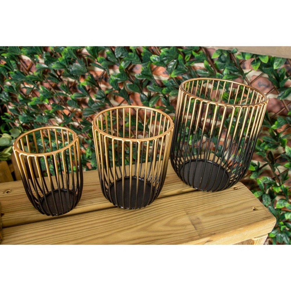 Black And Gold Ombre Wire Pots - Pack Of 3 - ABC School Supplies