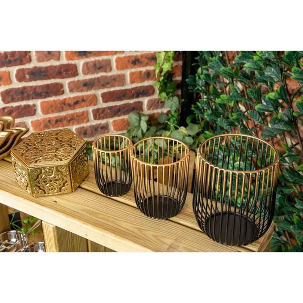 Black And Gold Ombre Wire Pots - Pack Of 3 - ABC School Supplies
