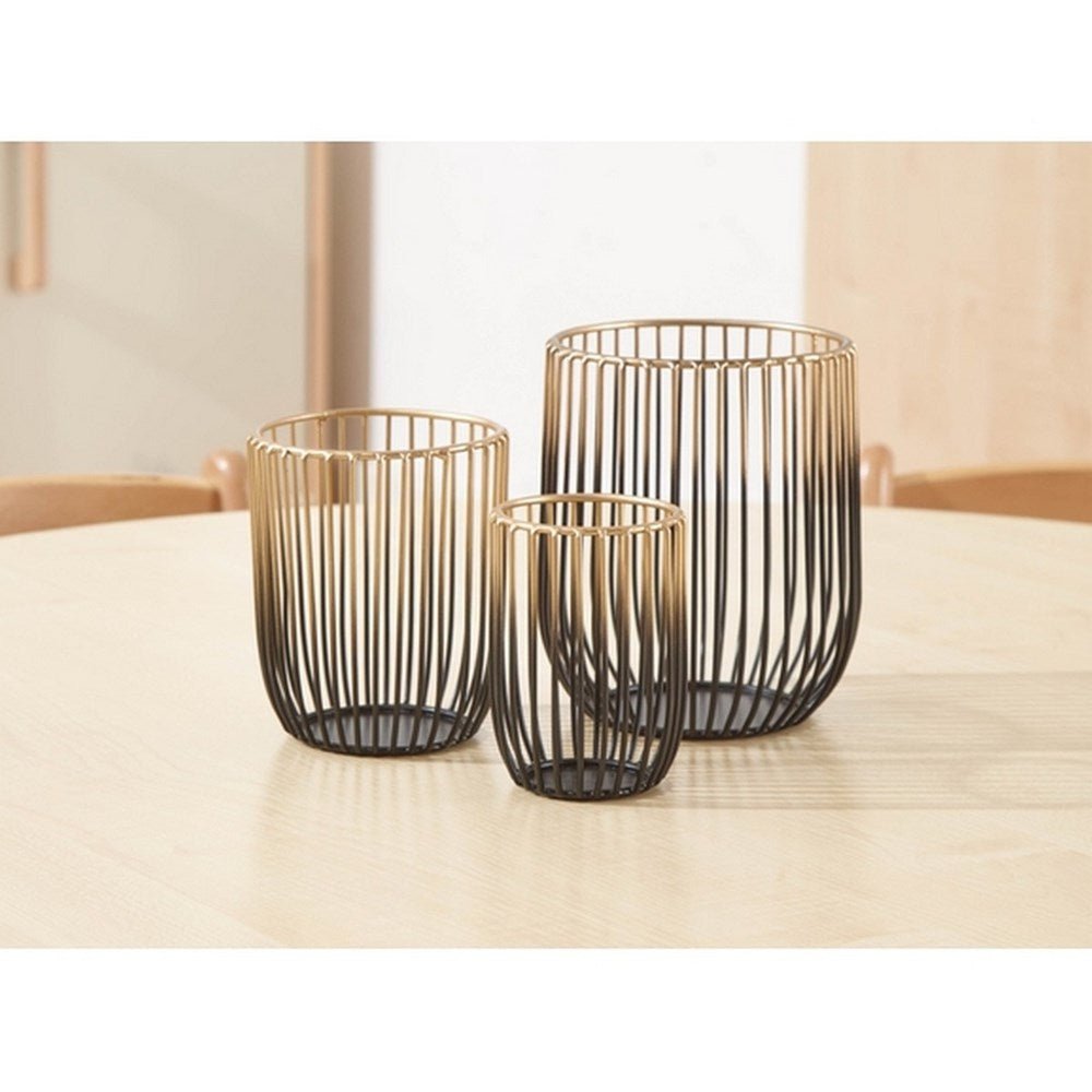 Black And Gold Ombre Wire Pots - Pack Of 3 - ABC School Supplies
