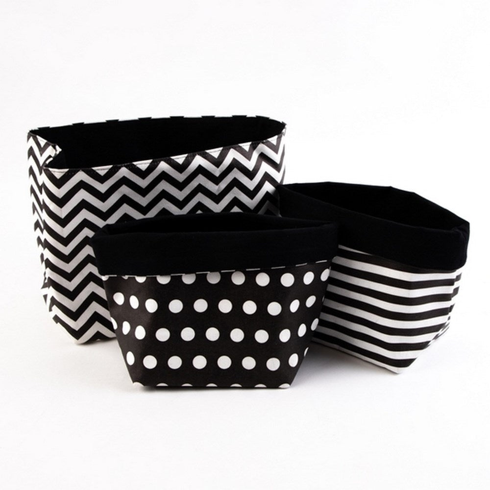 Black And White Canvas Baskets - Set Of 3 - ABC School Supplies