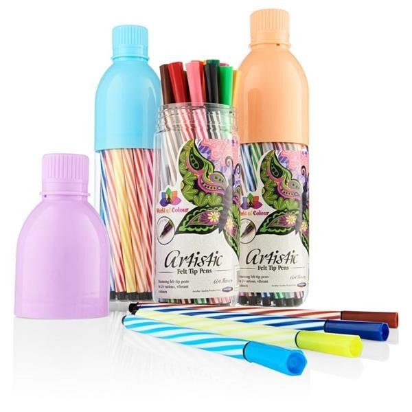 Bottle Of 24 Artistic Fibre Tip Marker Assorted Colours - ABC School Supplies