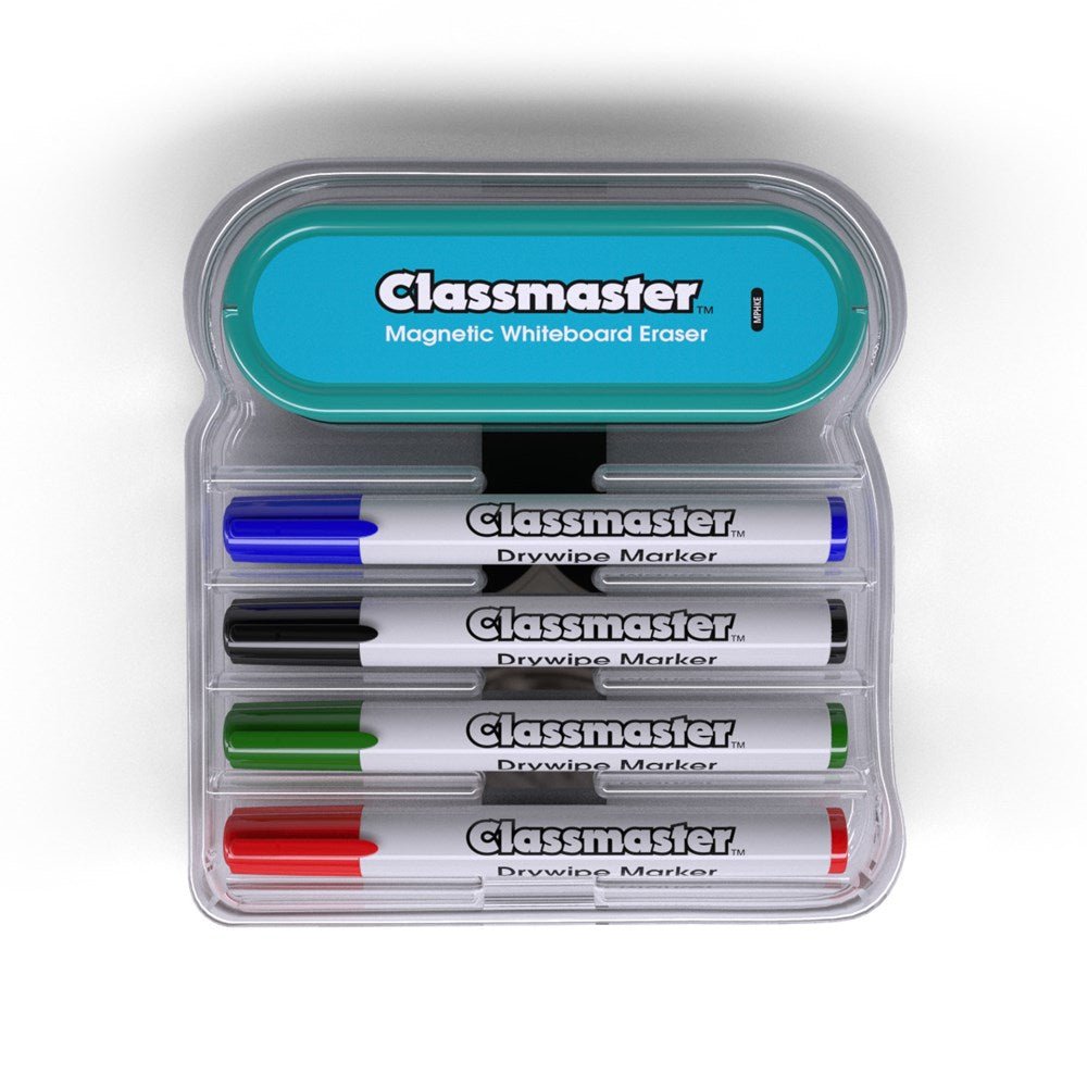 Classmaster Magnetic Whiteboard Organiser With Eraser And 4 Pens - ABC School Supplies