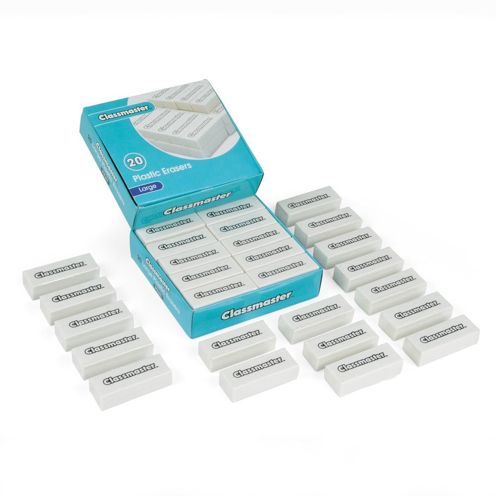 **Classmaster Premium Quality Pencil Erasers, 60 X 22 X 16mm, Pack of 20 - ABC School Supplies