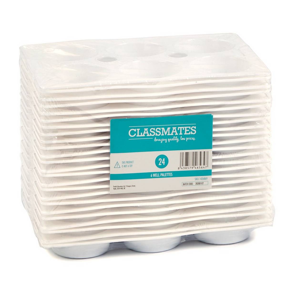 Classmates 6 Well Paint Palette - Pack Of 24 - ABC School Supplies