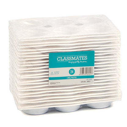 Classmates 6 Well Paint Palette - Pack Of 24 - ABC School Supplies