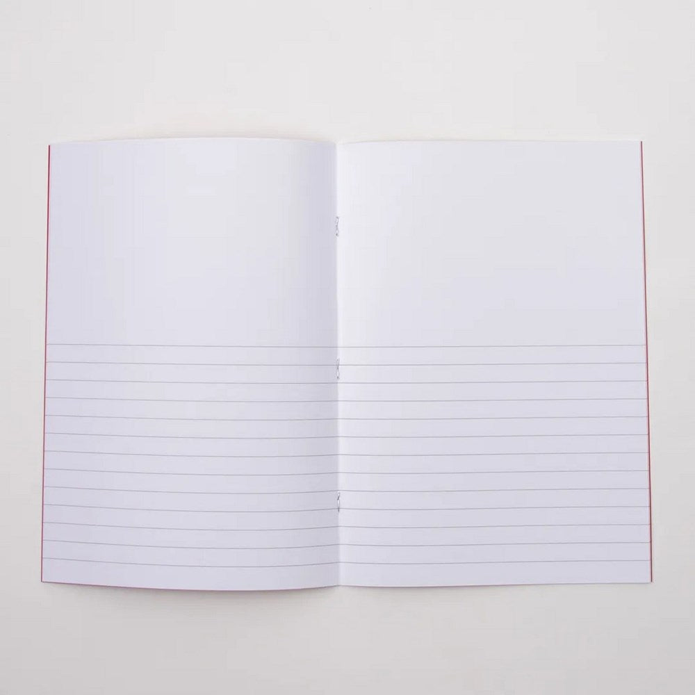 Classmates A4 Exercise Book 32 Page, Top Half Plain/Bottom 12mm Ruled, Red - Pack of 100 - ABC School Supplies